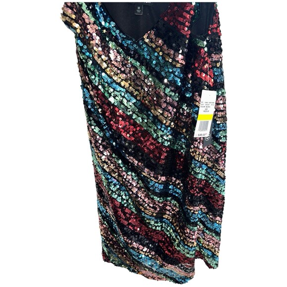 Sequin Mini Dress Medium ALine Bodycon Cocktail Club Party Holiday Lined Sparkle - Picture 8 of 16